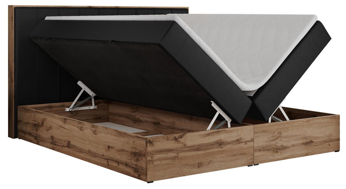 BOXBETT BELLISSIMO 140/200 Schwarz Kunstleder - H3 - Schwarz, Holz/Textil (140/200cm) - MKS