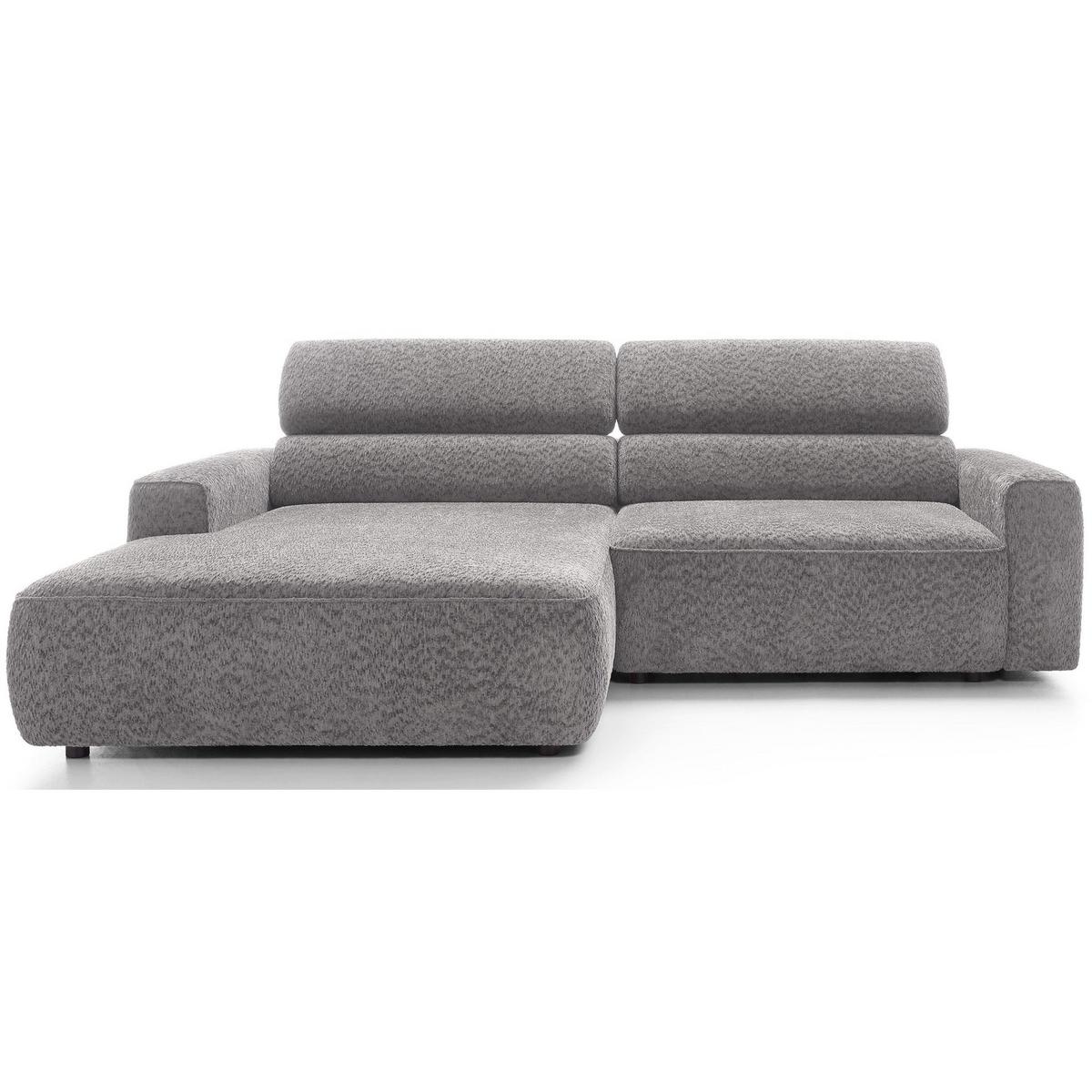 ECKSOFA Fando Hellgrau Chenille - Hellgrau/Schwarz, Kunststoff/Textil (252/182cm) - Selsey