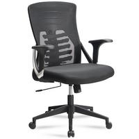 BÜROSTUHL Schwarz Mesh mit Lendenstütze, Armlehnen, Wippfunktion und Höhenverstellung, bis 120 kg - Schwarz, Kunststoff/Textil (65/104/65cm) - KADIMA DESIGN