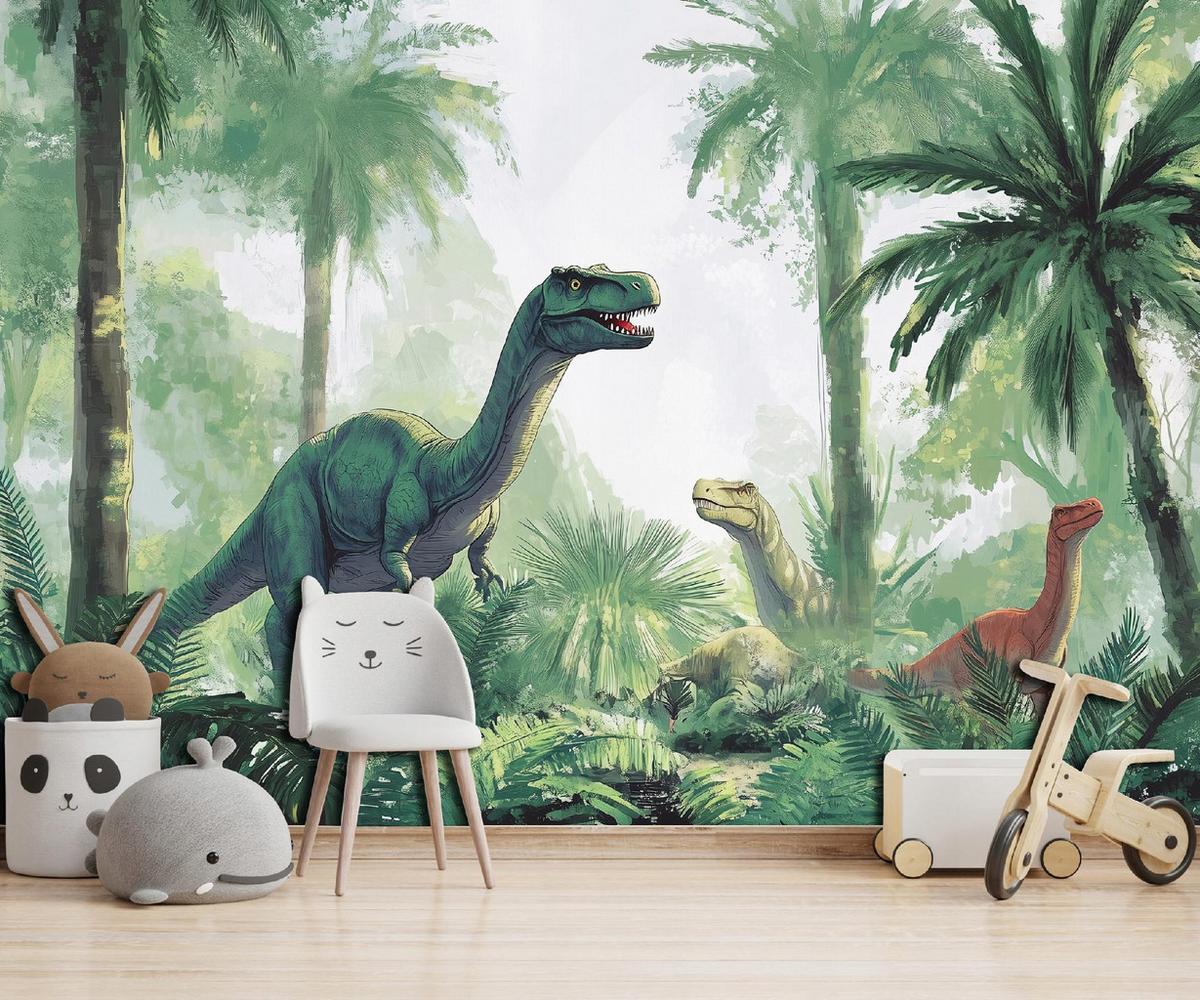 FOTOTAPETE Kinderzimmer Junge Dinosaurier Vlies Tapete 350x250 - Multicolor, Papier (350/250cm) - Wallarena