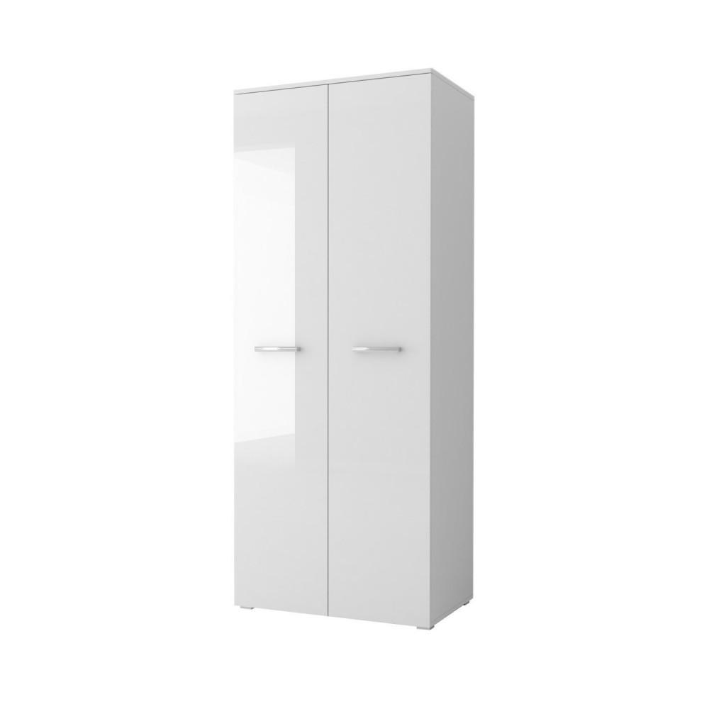 DREHTÜRENSCHRANK Franco Weiß/Weiß Semigloss ohne Spiegel 80 cm - Alufarben/Weiß, Holzwerkstoff/Kunststoff (80/201/51cm) - imoebel24