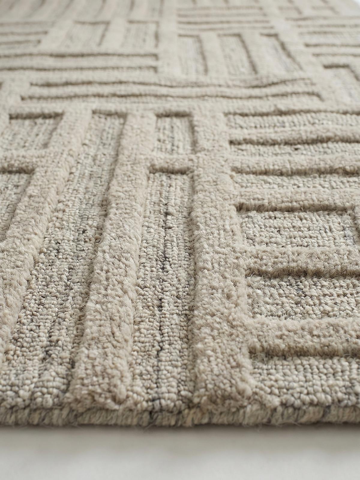 TEPPICH aus Wolle EDALE in Natur, abstrakt, Florhöhe 6 mm, 80 x 300 cm - Beige, Textil (80/300cm) - KADIMA DESIGN