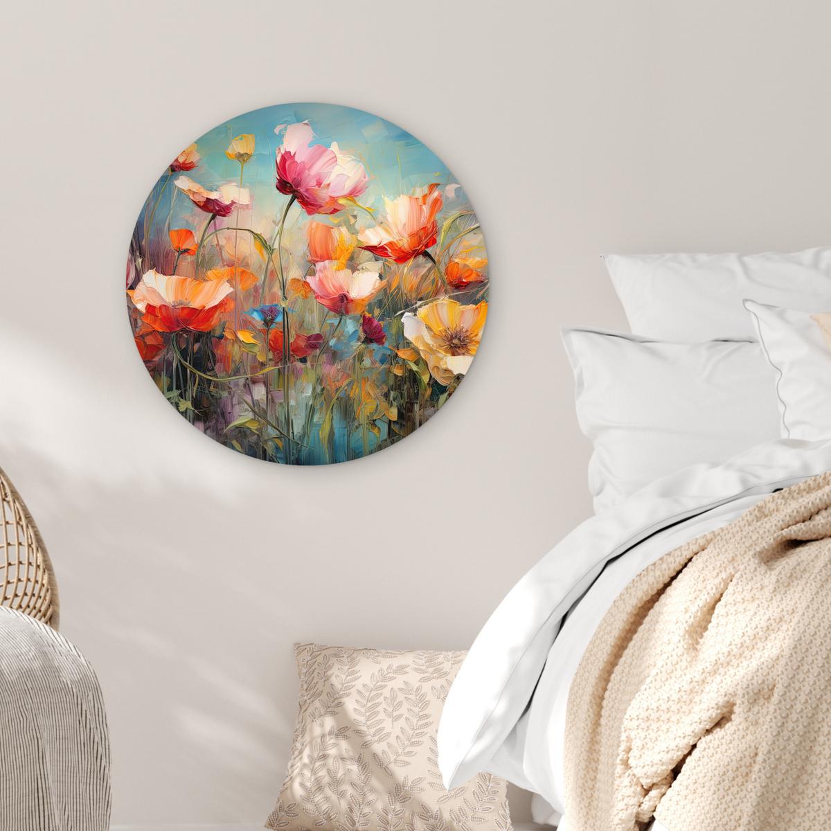 WANDBILD Blumen - Aquarell - Kunst - Botanisch - Natur Wanddeko Schlafzimmer 60x60 cm - Orange, Kunststoff (60/60cm) - MuchoWow