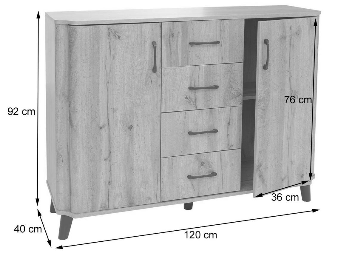 KOMMODE Walnuss Dekor - Walnussfarben, Holz (120/92/40cm) - MCW