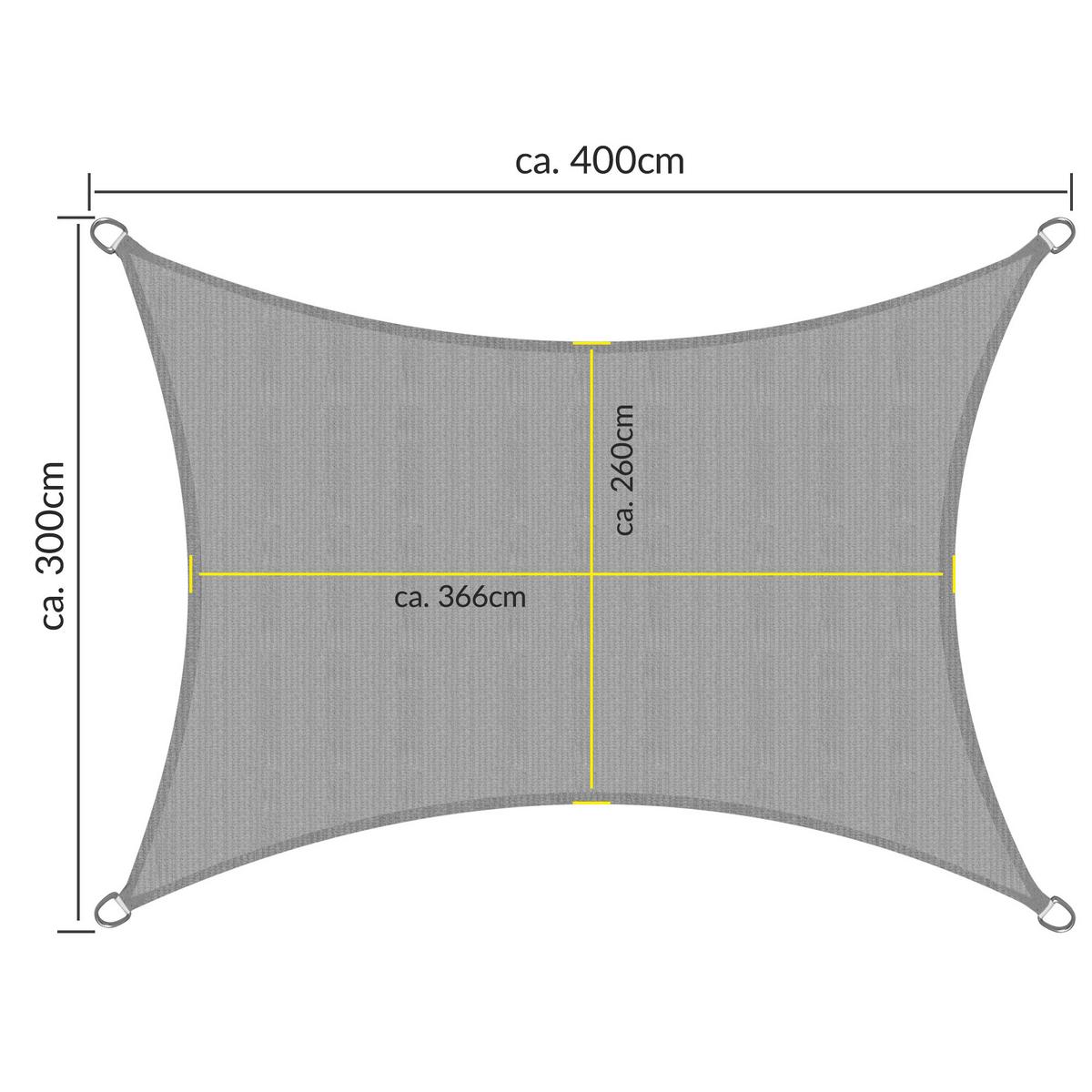 SONNENSEGEL SolVision HS9 300/400 cm rechteckig Grau HDPE - Grau, Kunststoff (400/300cm) - Sol Royal
