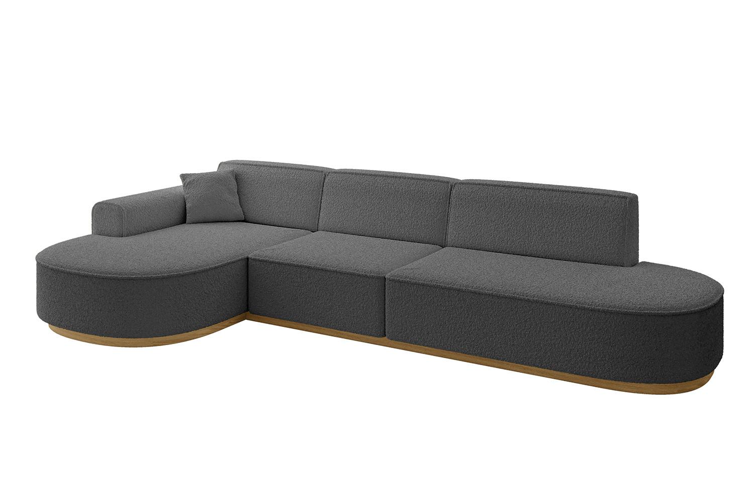 ECKSOFA Ottomane Links MARI-L2-v2 - 328x171x83 cm Grau Bouclé - Grau, Holzwerkstoff/Textil (328/171cm) - ALTDECOR