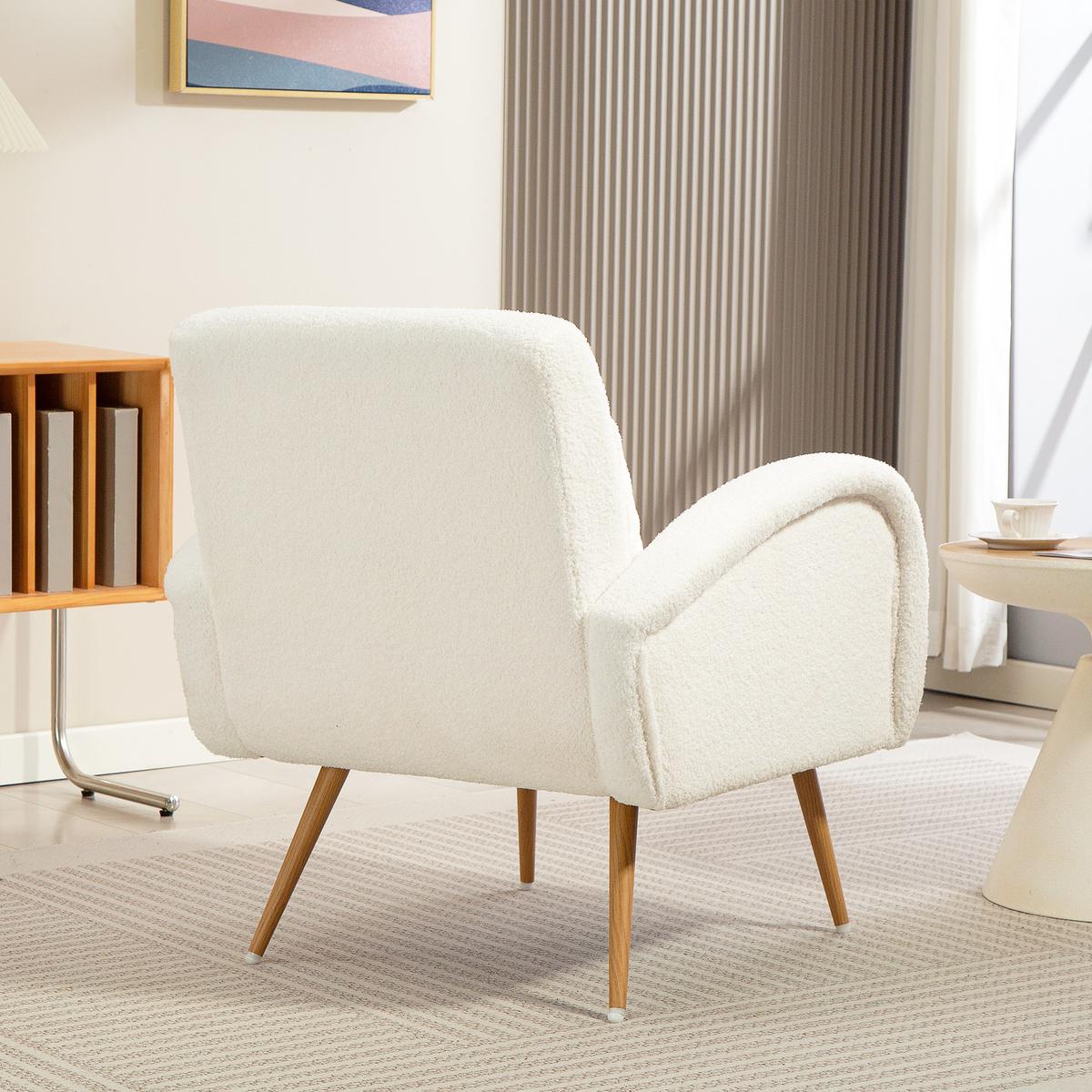 SESSEL gepolsterter Loungesessel mit Armlehnen, Lendenkissen, Metallbeine Creme - Creme, Textil (77/83/77cm) - HOMCOM