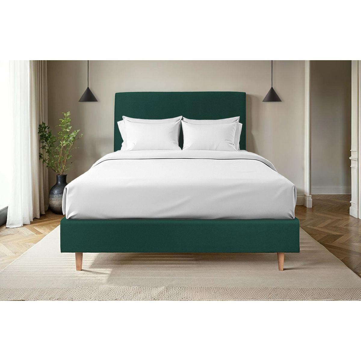 KOPFTEIL gepolstertes – grüner Samtstoff - 150 cm - Beige/Grün, Karton/Holz (150/120/10cm) - Sommeil de Plomb
