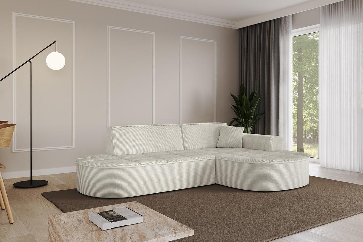 ECKSOFA Ottomane Rechts TARO-L1 - 243x171x79,5 cm Creme - Hellgrau/Creme, Holzwerkstoff/Textil (243/171cm) - ALTDECOR