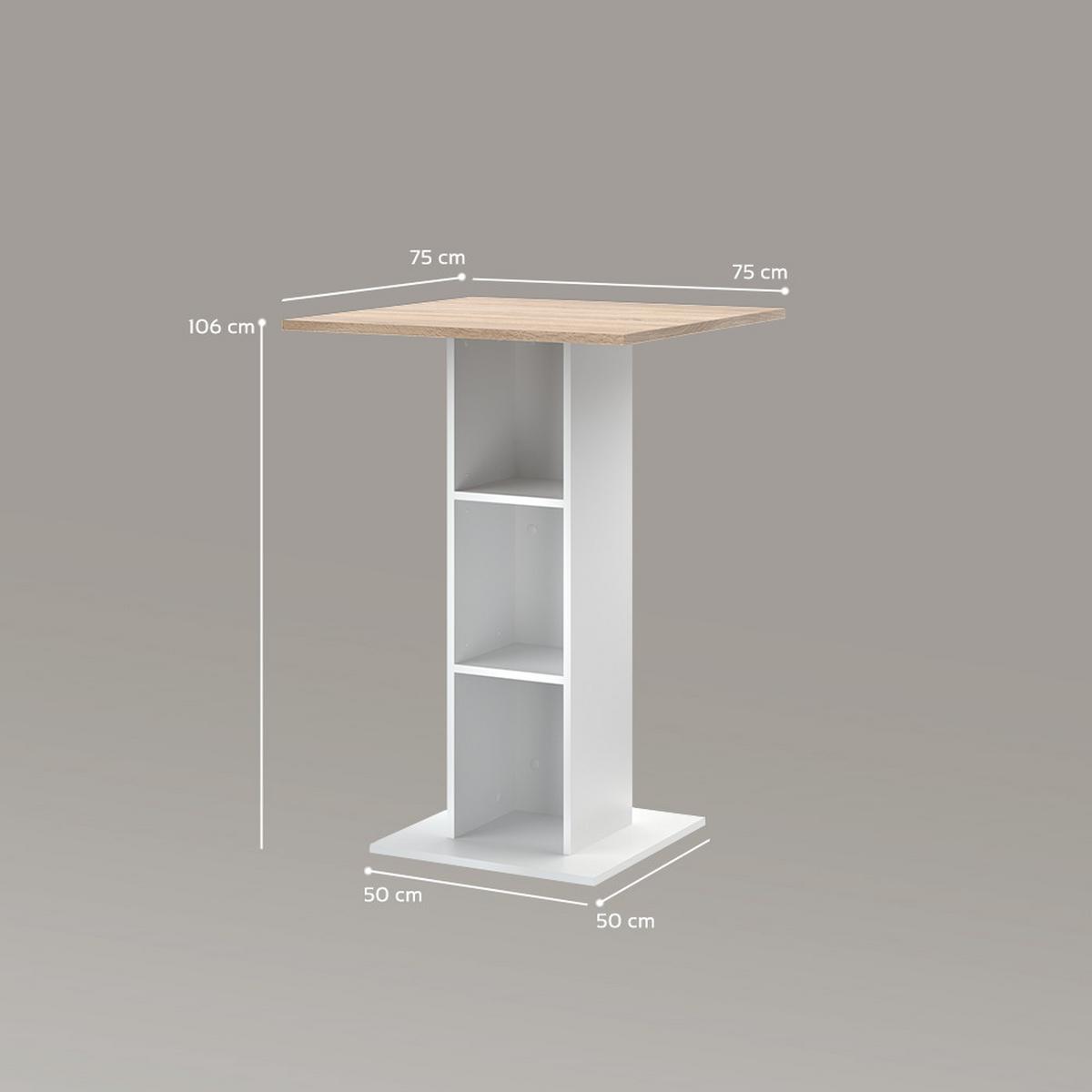 BARTISCH Regusa Weiß/Sonoma 75 x 75 cm - Weiß/Sonoma Eiche, Holzwerkstoff (75/75/106cm) - Livinity®