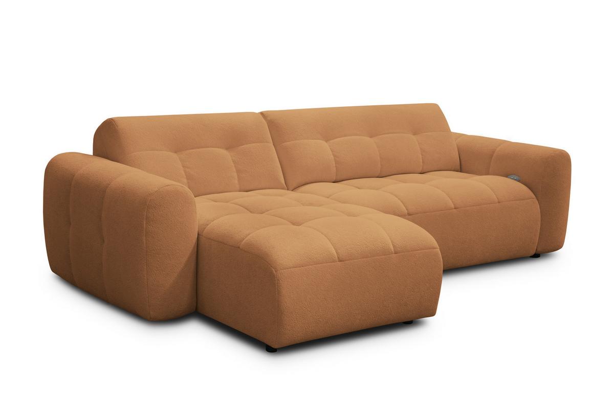 ECKSOFA LUMERO 4-Sitzer LINKS, orange - Schwarz/Orange, Holz/Textil (275/166cm) - Courtois Laville