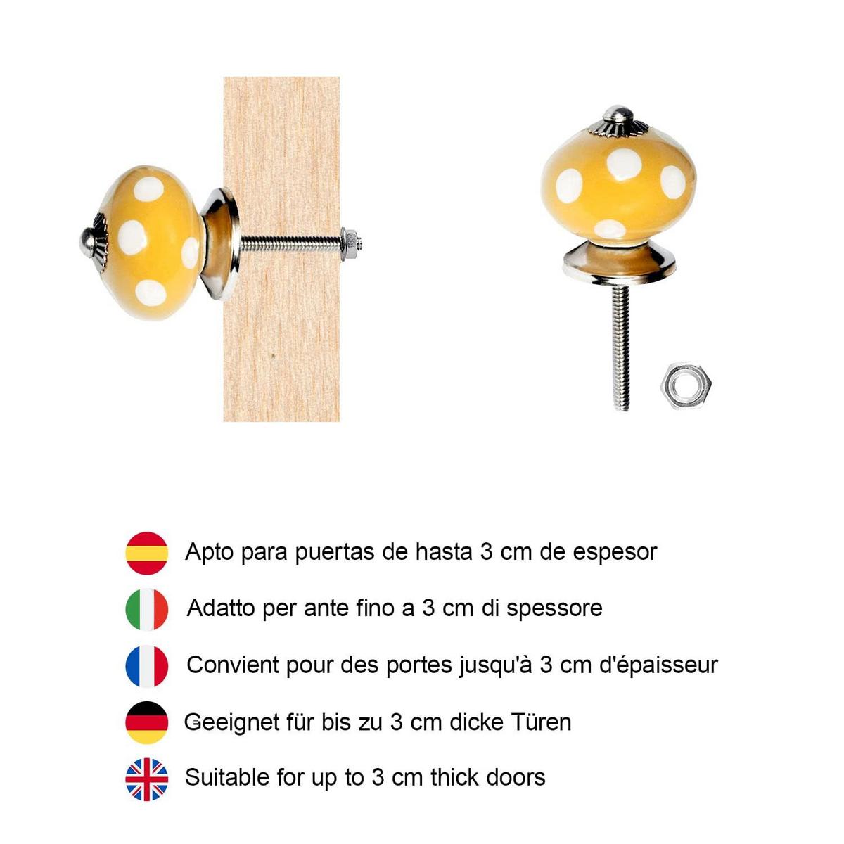KERAMIKKNÖPFEN Set mit 8 mit verschiedenen Vogelmotiven 40 mm Durchmesser. - Multicolor, Keramik (4/4/6.9cm) - Nacnic