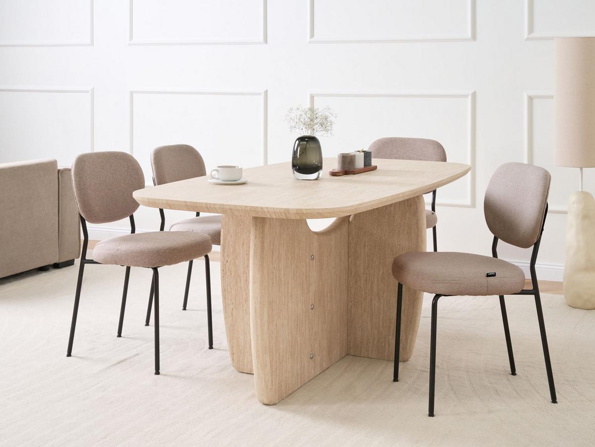 ESSTISCH Travertinoptik 180/90 cm Travers - Beige, Holzwerkstoff (180/90/76cm) - Beliani