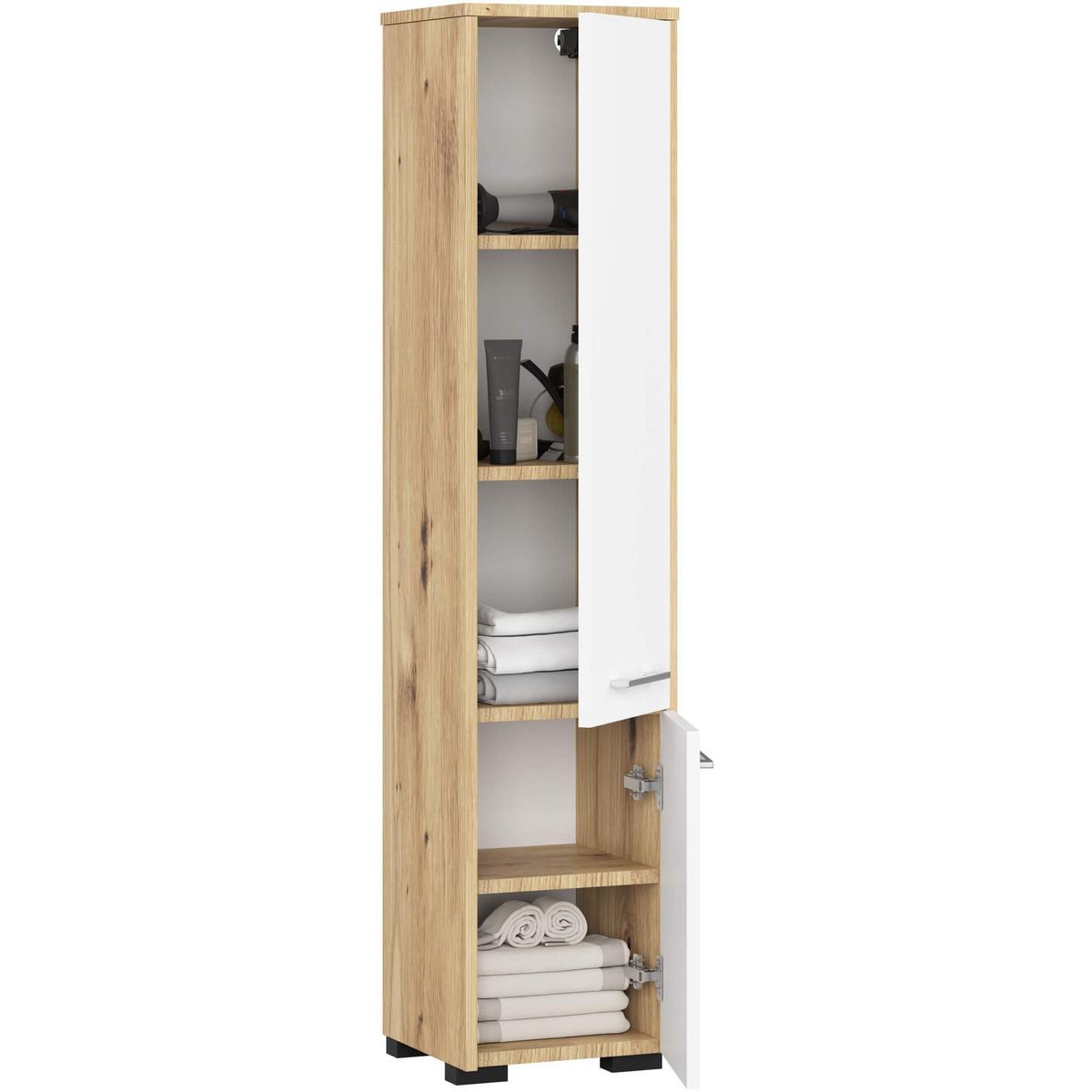 BADKOMMODE Weiß, Eiche Sonoma 60/60/22,5 - Weiß/Sonoma Eiche, Holzwerkstoff (60/60/22.5cm) - RAUMHIRSCH FURNITURE