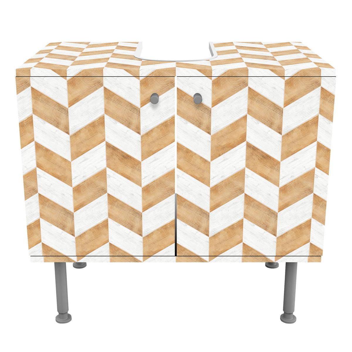 WASCHBECKENUNTERSCHRANK Holz Fischgräten 60/55/35 cm - Beige, Holzwerkstoff (60/55/35cm) - Bilderwelten