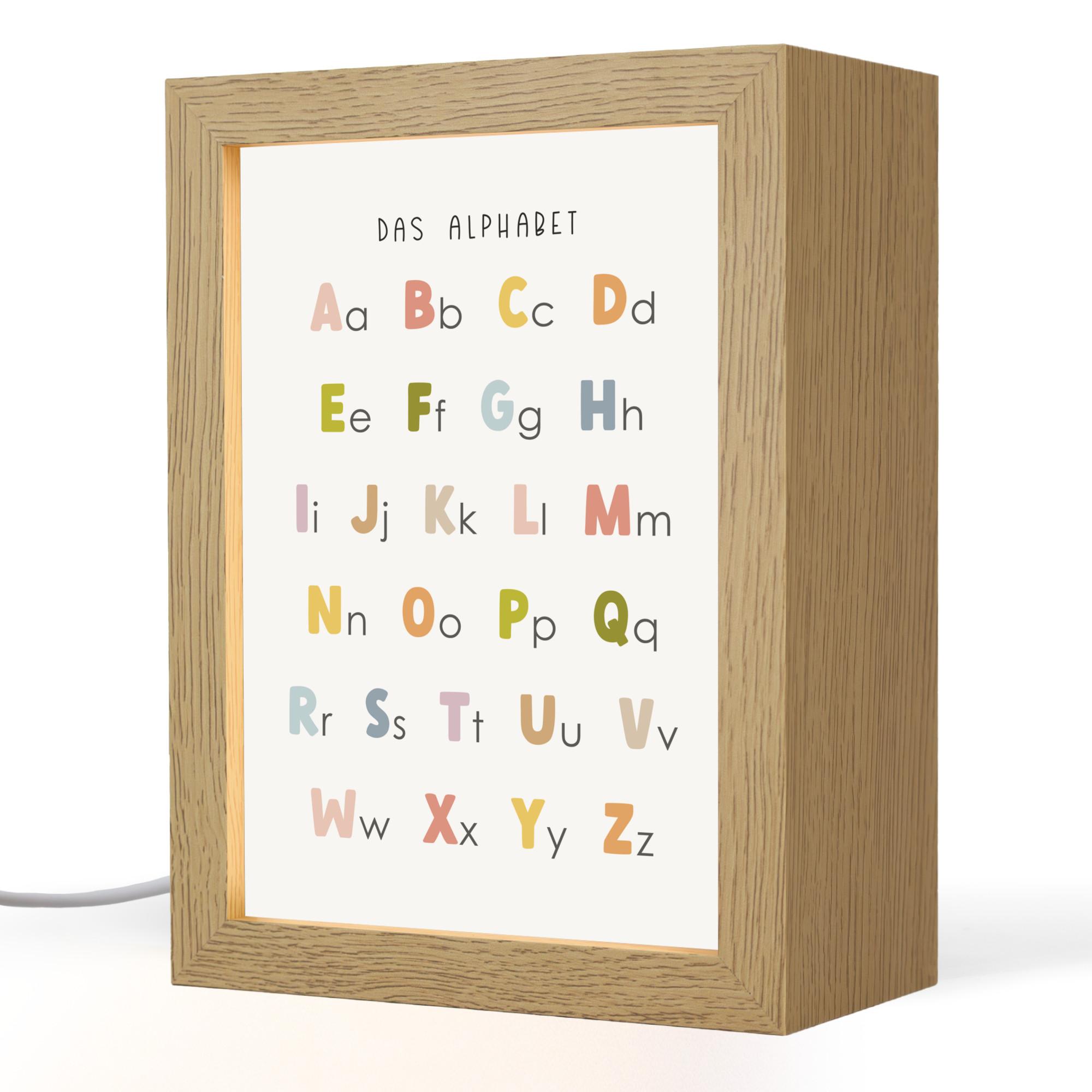 NACHTTISCHLAMPE Pädagogisch - Alphabet lernen - Farbenfroh - Weiß - Buchstaben 15x20 cm - Weiß, Holzwerkstoff (8/15/20cm) - OnlyWow