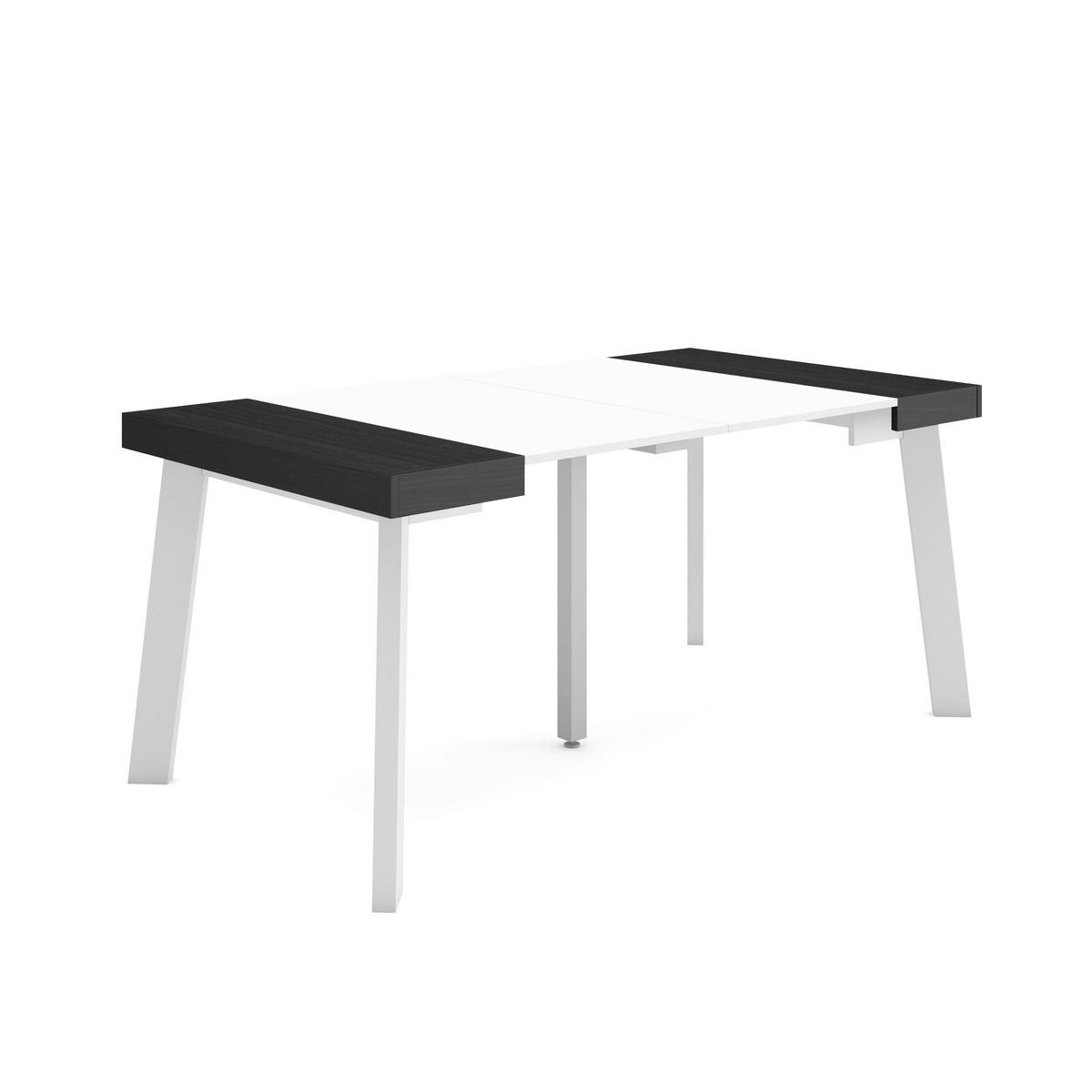 KONSOLENTISCH ausziehbar 58 bis 160cm, für 8 Gäste, weiß schwarz, 90/58/73cm - Schwarz/Weiß, Holzwerkstoff (90/160/73cm) - Skraut Home