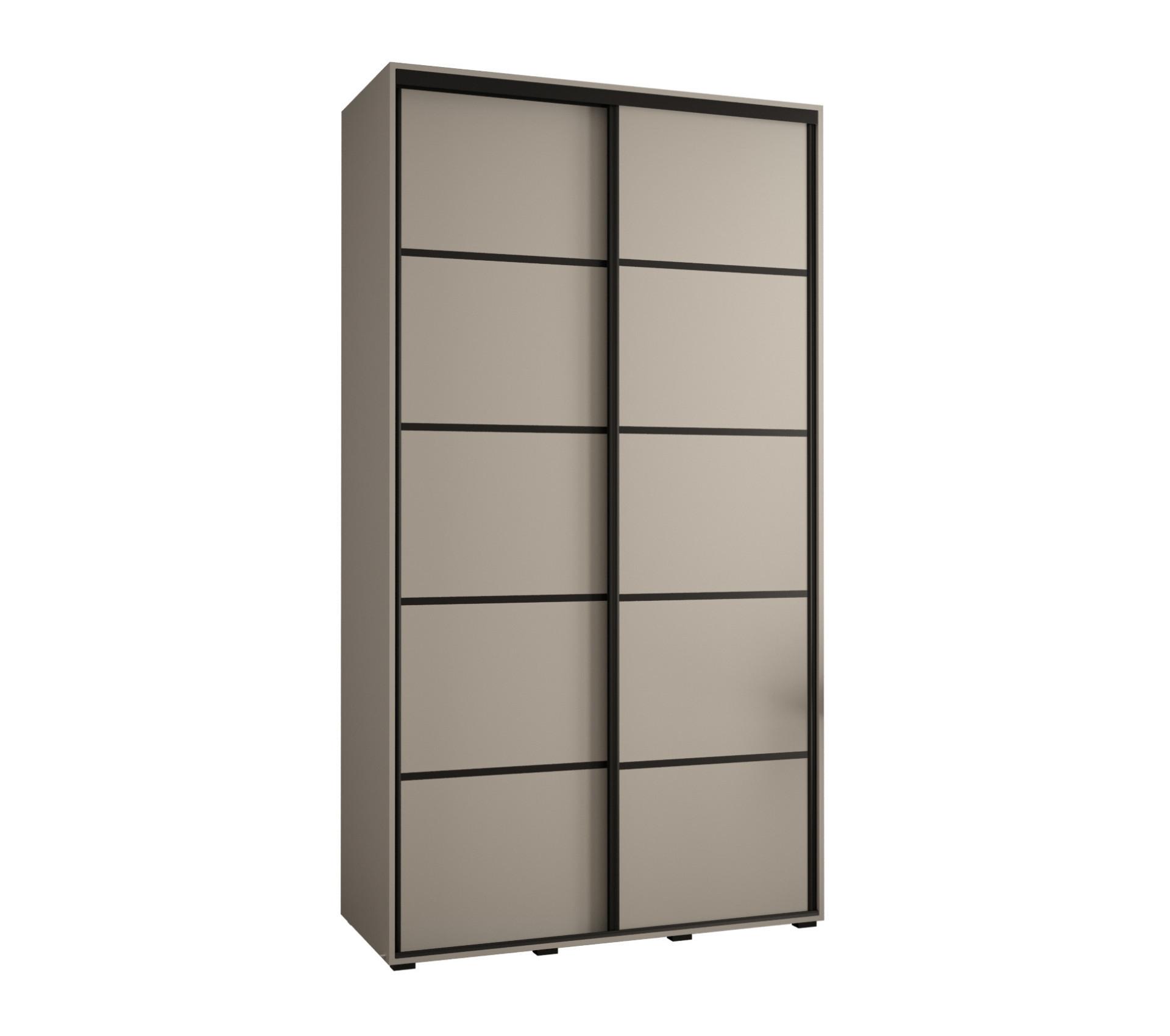 SCHWEBETÜRENSCHRANK 235,2/130/45 2-türig - Kaschmir/Schwarz, Holz/Metall (130/235.2/45cm) - MÖBEL KRYSPOL