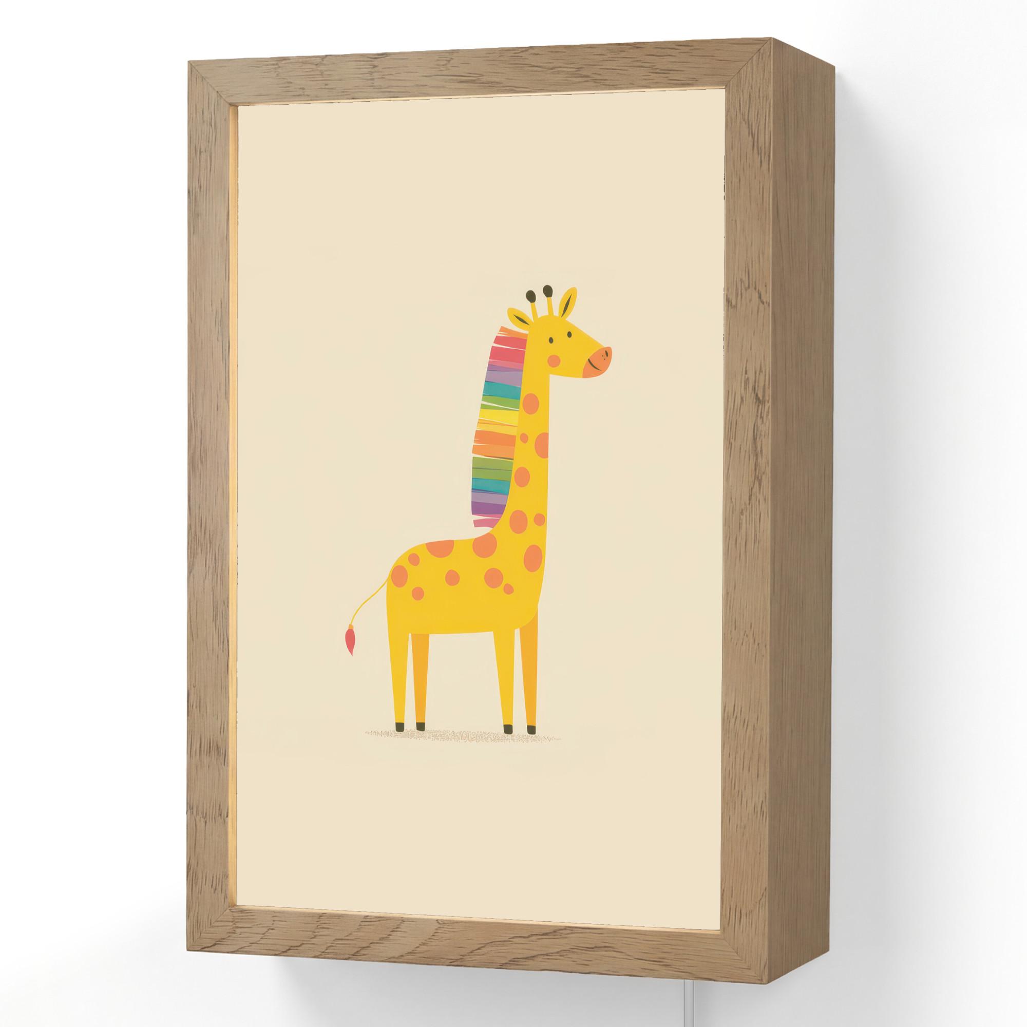 WANDLEUCHTE Giraffe - Regenbogenmähne - Beige 20x30 cm - Beige, Holzwerkstoff (20/30/8cm) - OnlyWow