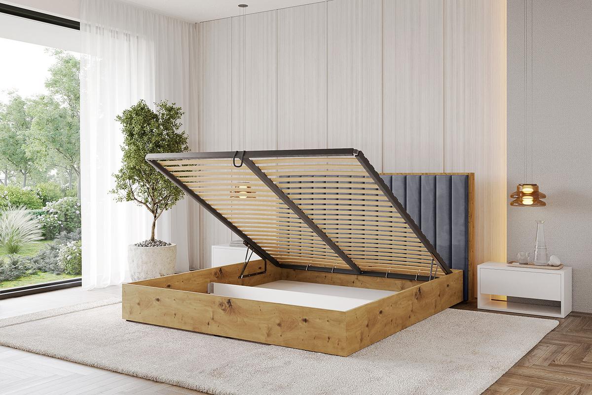 POLSTERBETT mit Bettkasten und Lattenrost, Bett mit Matratze H3/H4 - ENZO4 200x200 Dunkelgrau - Dunkelgrau, Holzwerkstoff/Textil (200/200cm) - ALTDECOR