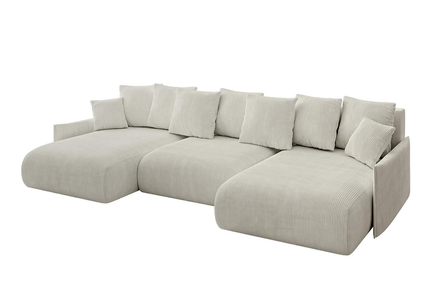 WOHNLANDSCHAFT mit Schlaffunktion und Bettkasten ONESK-U-v1 317x177x72 Creme Cord - Ecru/Creme, Holzwerkstoff/Kunststoff (317/72/177cm) - ALTDECOR