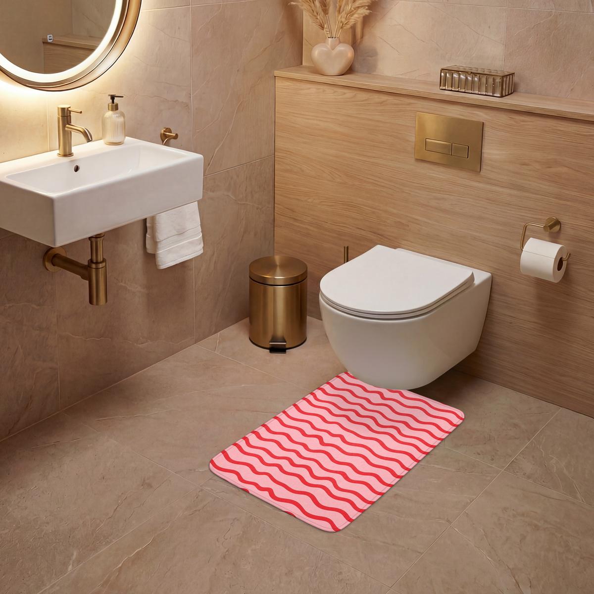WC-VORLEGER Verspielt - Muster - Rot WC Teppich 40x60 cm - Rosa, Textil (40/1cm) - OnlyWow