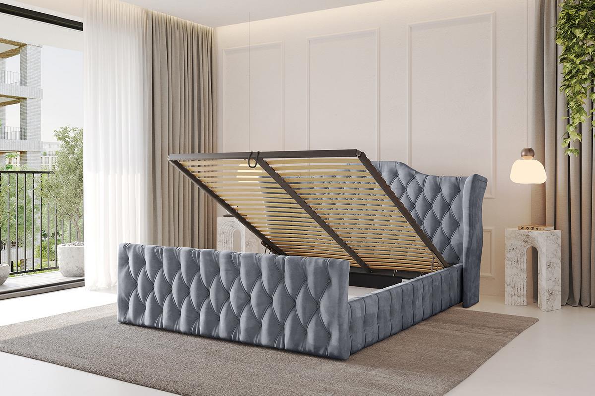 POLSTERBETT mit Bettkasten, Fußteil und Lattenrost, Boxbett mit Matratze H3/H4 - MODY-Z 120x200 Grau - Grau, Holzwerkstoff/Textil (120/200cm) - ALTDECOR