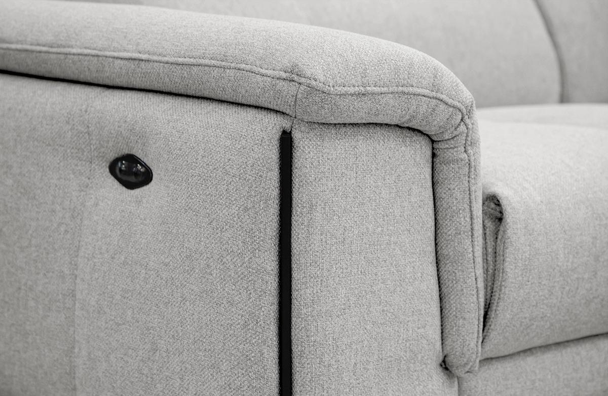 RELAXSOFA MATERA 3-Sitzer mit 2 Relaxfunktionen, hellgrau - Hellgrau/Schwarz, Holzwerkstoff/Textil (212/82/103cm) - Wozimo