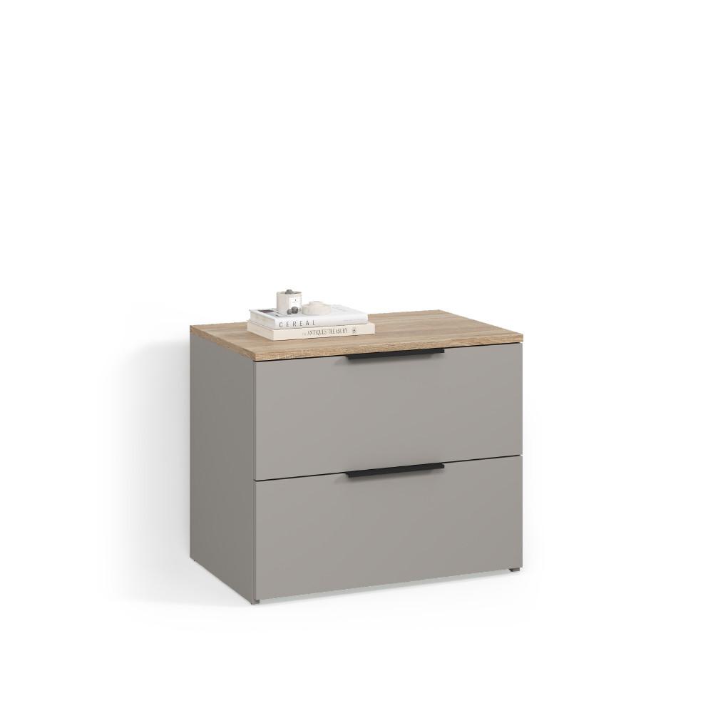 KOMMODE Piave Greige 60 x 50 cm mit 2 Schubladen - Greige, Holzwerkstoff (60/50/40cm) - Livinity®