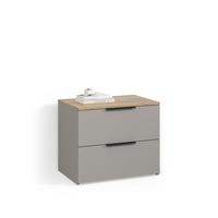 KOMMODE Piave Greige 60 x 50 cm mit 2 Schubladen - Greige, Holzwerkstoff (60/50/40cm) - Livinity®