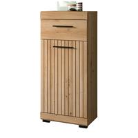 BADKOMMODE Eiche Artisan 37 x 88 cm, Badschrank mit moderner Rillen-Optik - Schwarz/Eiche Artisan, Holzwerkstoff/Kunststoff (37/88/31cm) - Inn.Furn