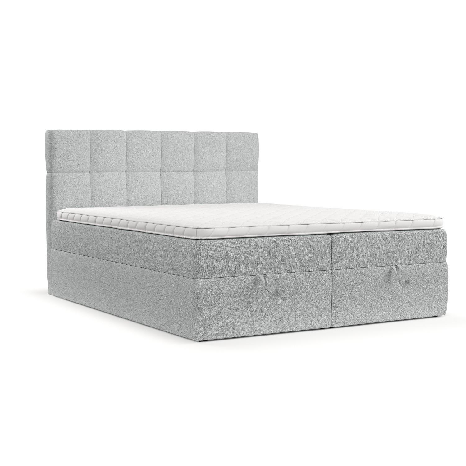 BOXBETT Savio 140/200 cm Hellgrau im Riva Stoff - Hellgrau/Schwarz, Holz/Holzwerkstoff (140/200cm) - AltaBeds