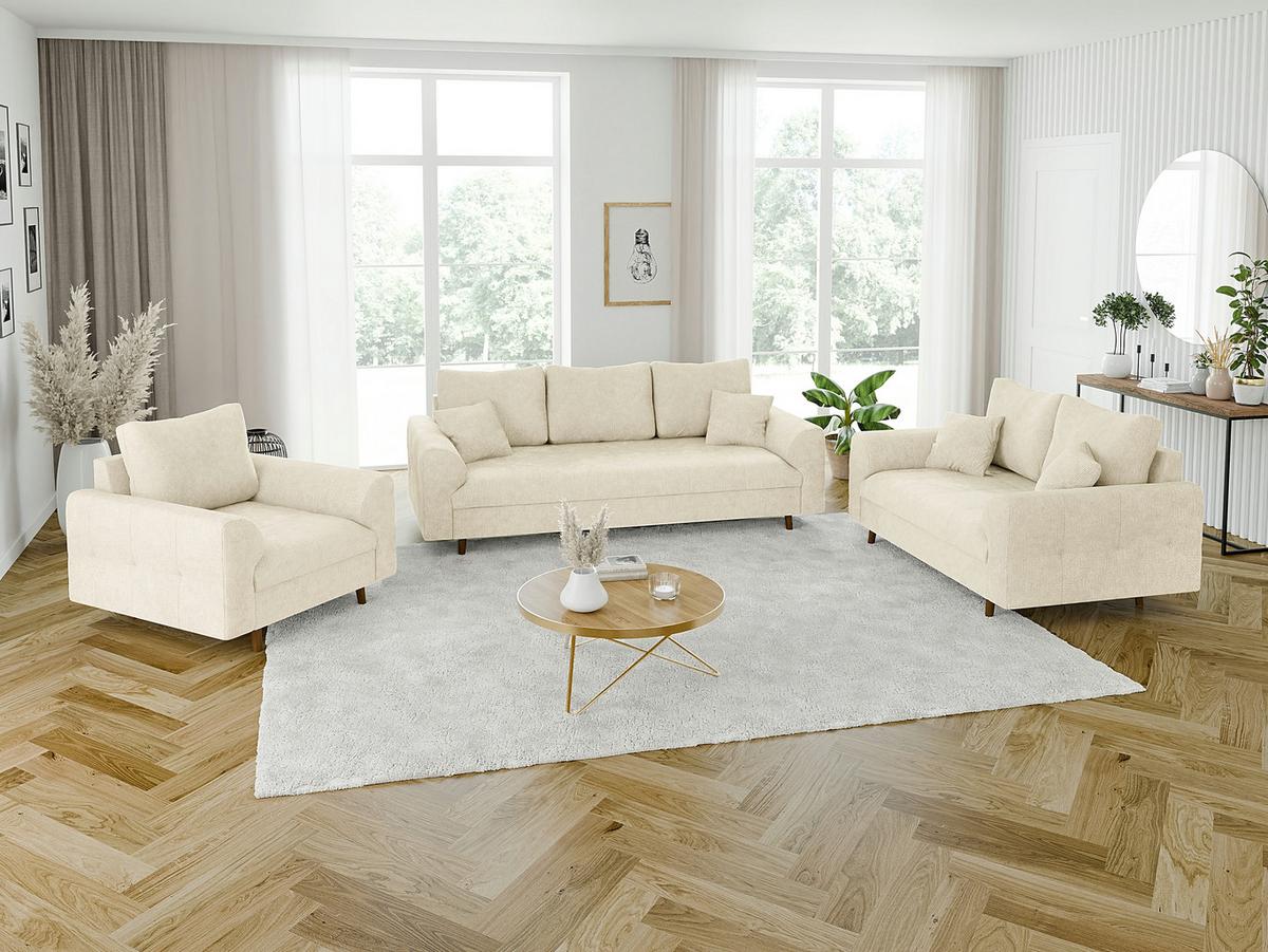 SESSEL Sigurd Beige Chenille - Beige/Braun, Holz/Textil (97/81/93cm) - S-Style Möbel