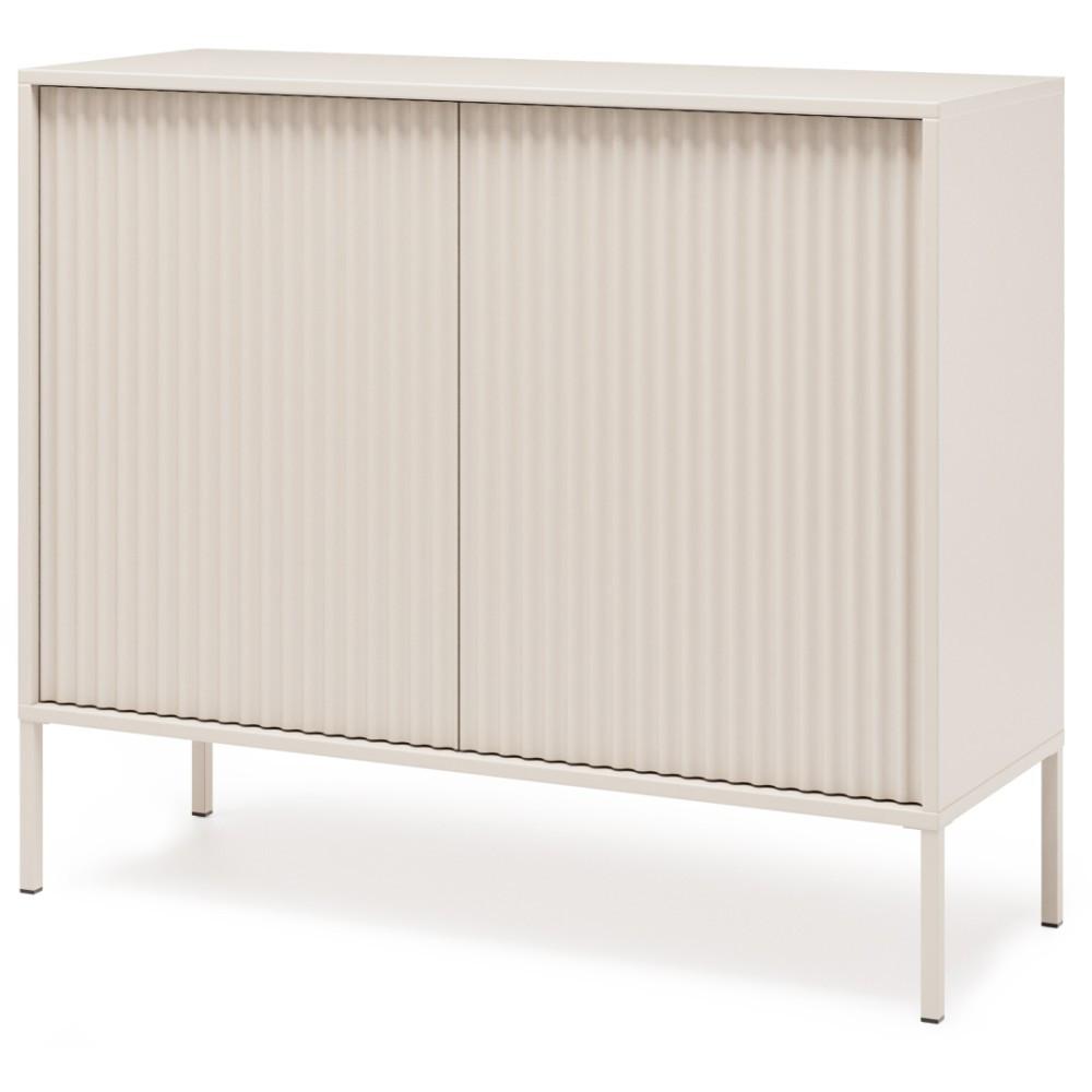 KOMMODE Noto mit 2 Türen und geriffelten Fronten, 104 cm - Kaschmir, Holzwerkstoff (104/38/87cm) - Beautysofa