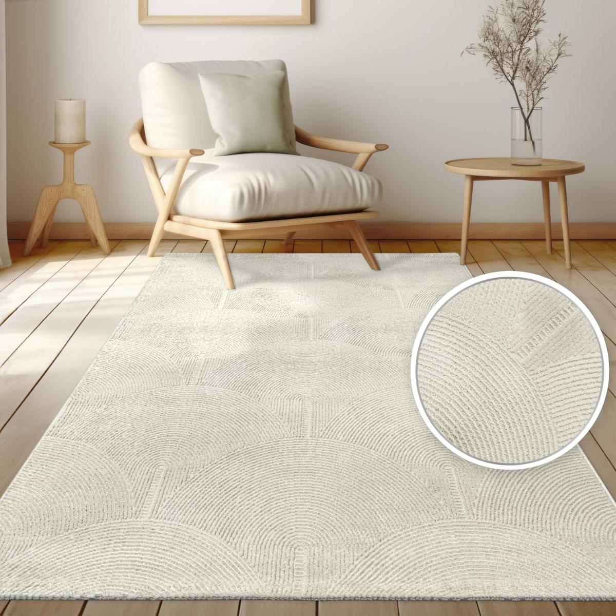KURZFLORTEPPICH, abstrakt, Florhöhe 9 mm, Creme, 80 x 150 cm - Creme, Textil (150/80cm) - KADIMA DESIGN