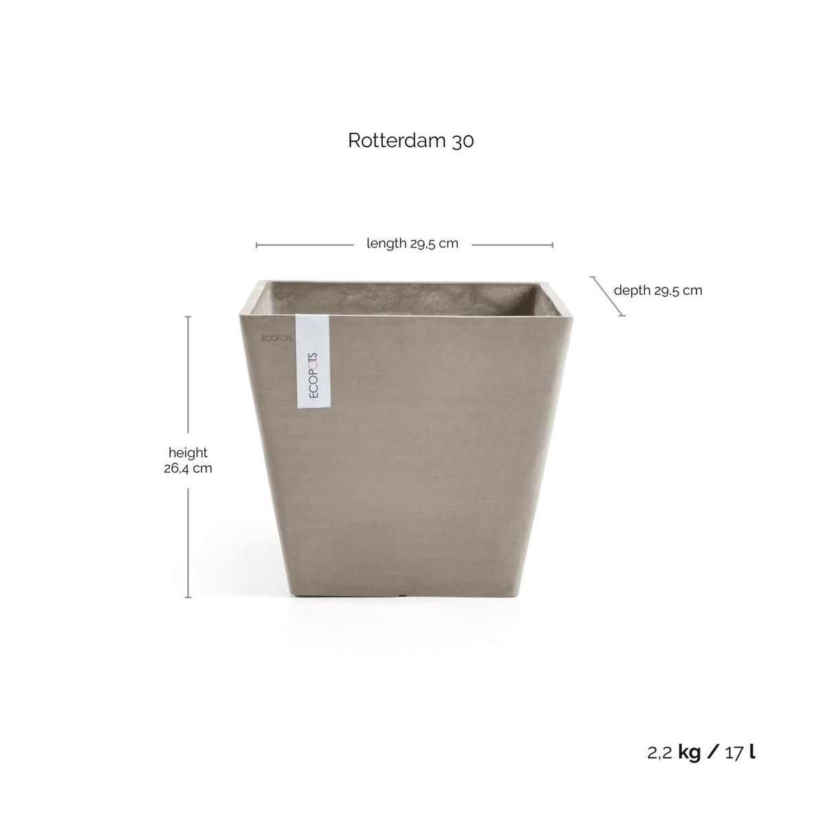 BLUMENTOPF Rotterdam 29,5/29,5/26,4 cm Taupe - Taupe, Kunststoff (29.5/26.4cm) - Ecopots