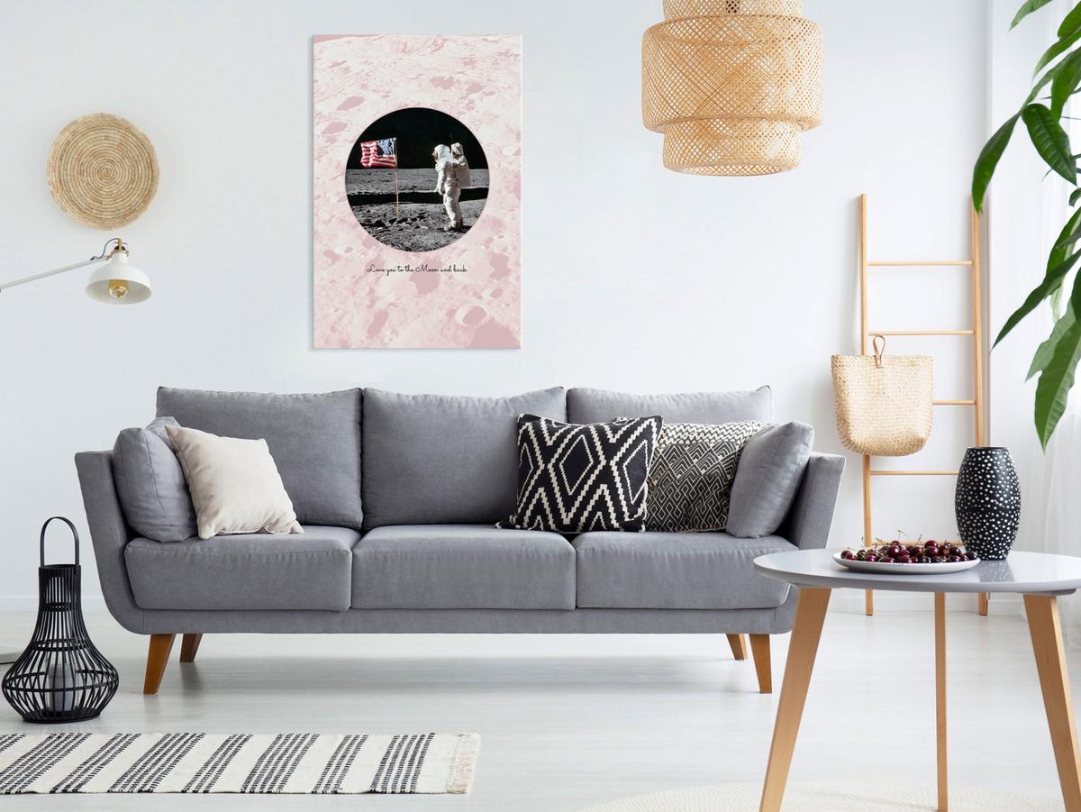 KUNSTDRUCK Rosa 40/60 cm - Pink/Schwarz, Textil (40/60cm) - KUNSTLOFT
