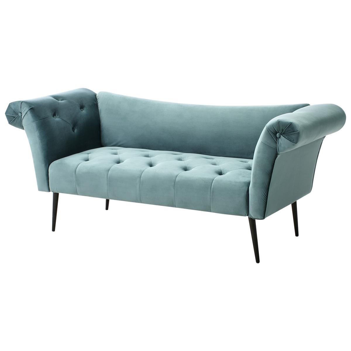 CHAISELONGUE Samtstoff Blaugrün Nantilly - Blau/Jadegrün, Textil (175/76/69cm) - Beliani