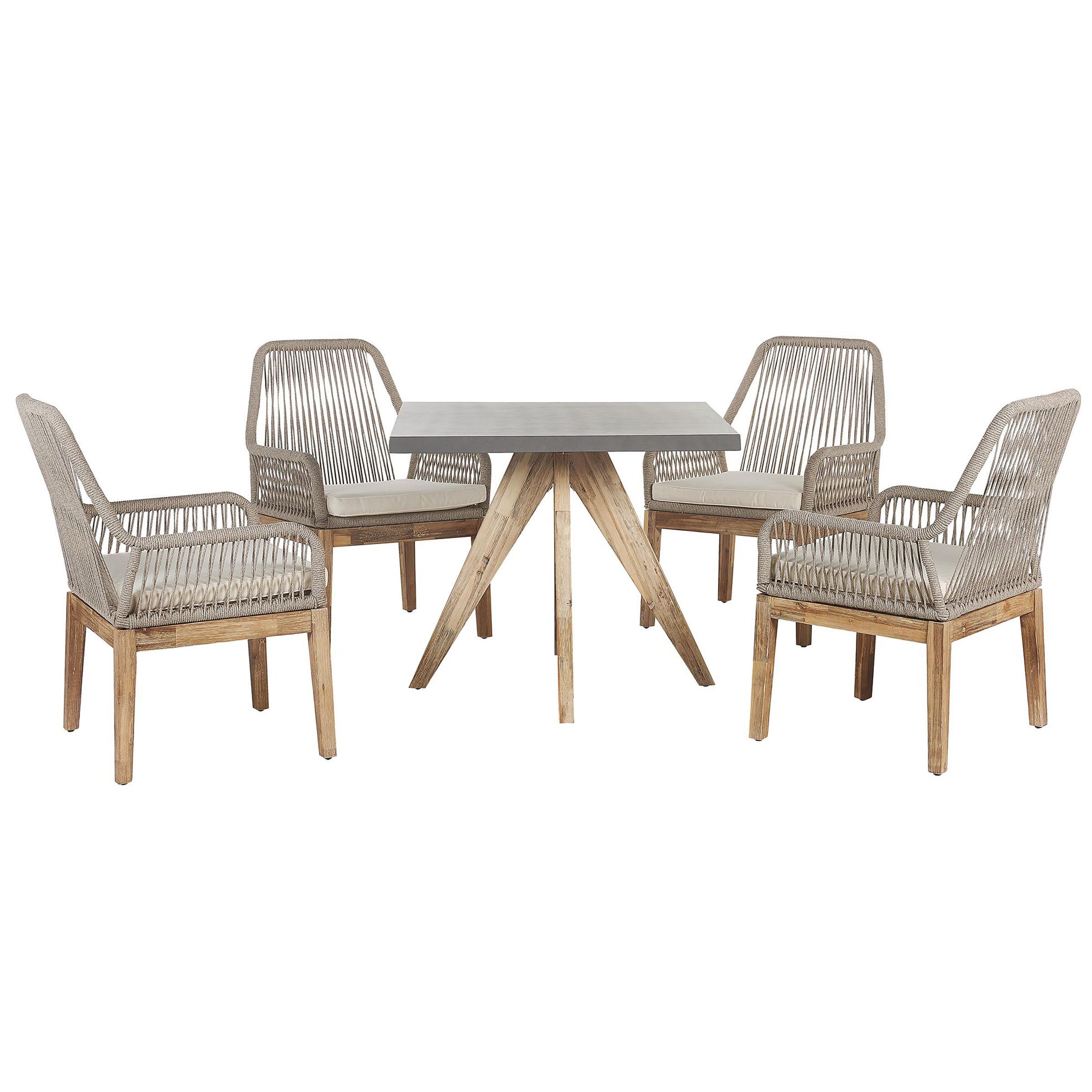 GARTENMÖBEL SET 4-Sitzer Faserzement grau 90/90 cm beige Olbia - Hellbraun/Beige, Stein - Beliani