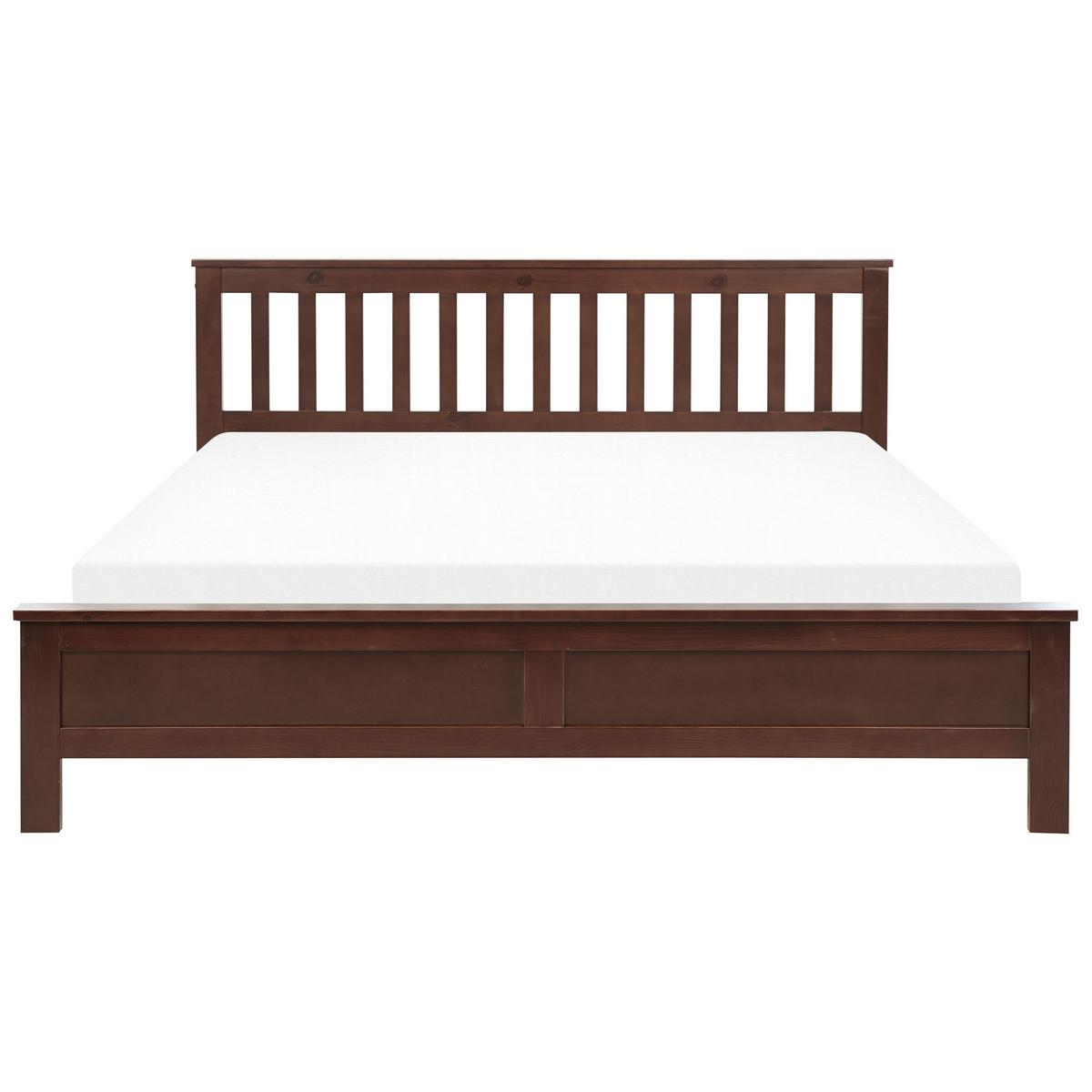 HOLZBETT 180/200cm Dunkler Holzfarbton Mayenne - Dunkelbraun, Holz (180/200cm) - Beliani