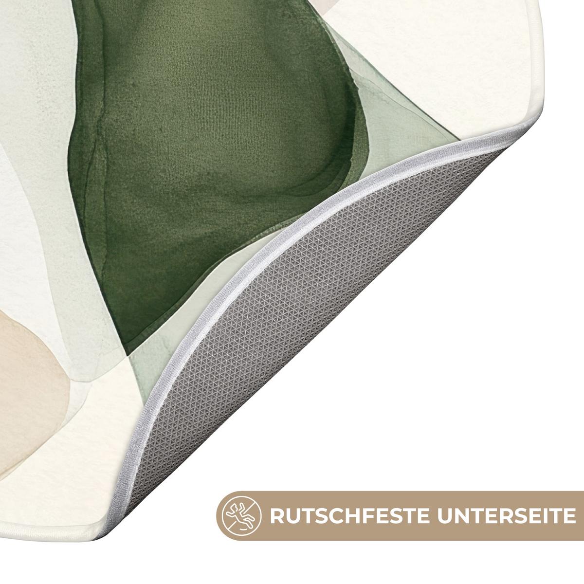 BADEMATTE Japandi - Abstrakt - Grün Badvorleger 70x70 cm - Grün, Textil (70/70cm) - OnlyWow