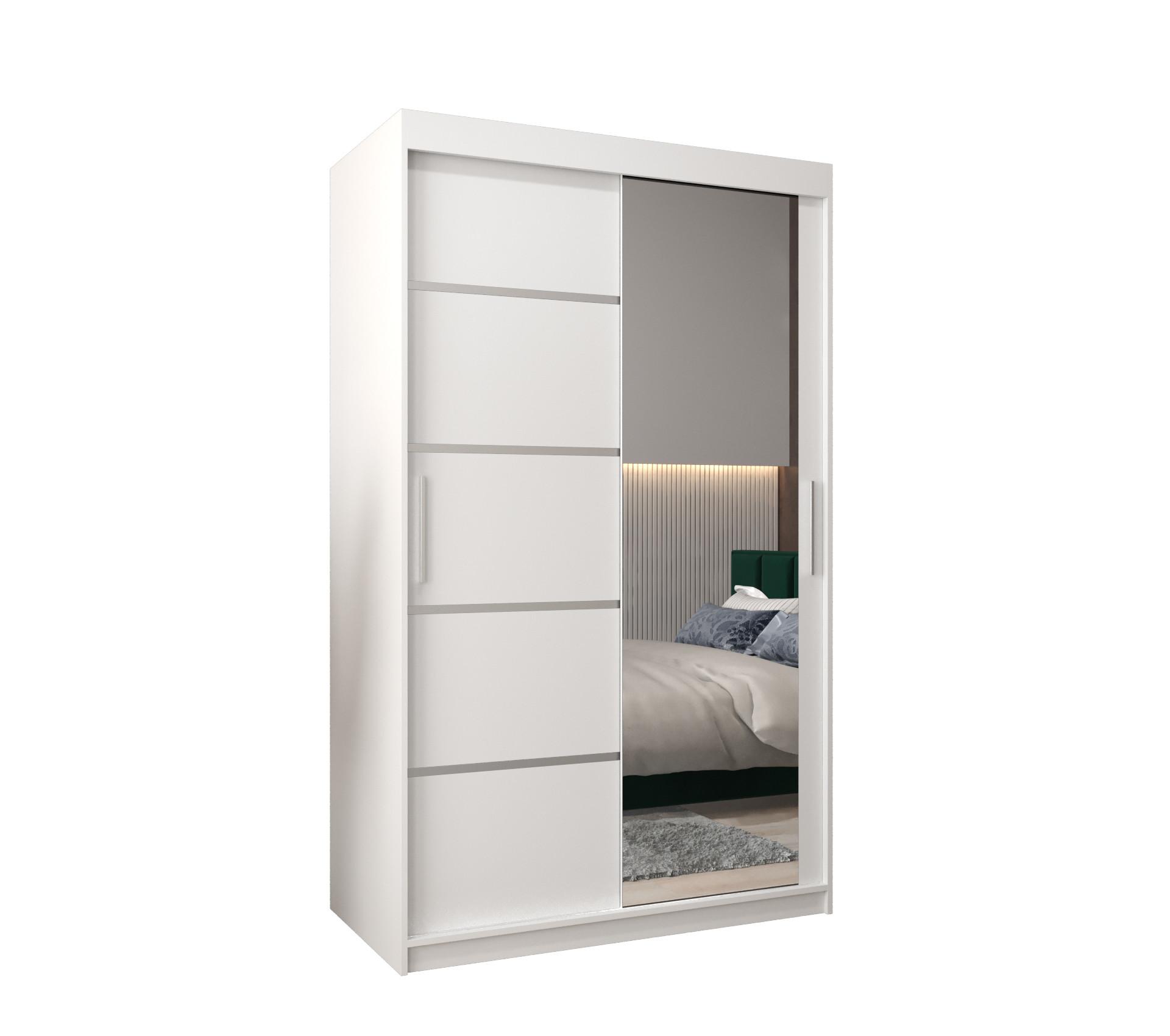 SCHWEBETÜRENSCHRANK 200/120/62 2-türig - Silberfarben/Weiß, Holz/Kunststoff (120/200/62cm) - MÖBEL KRYSPOL