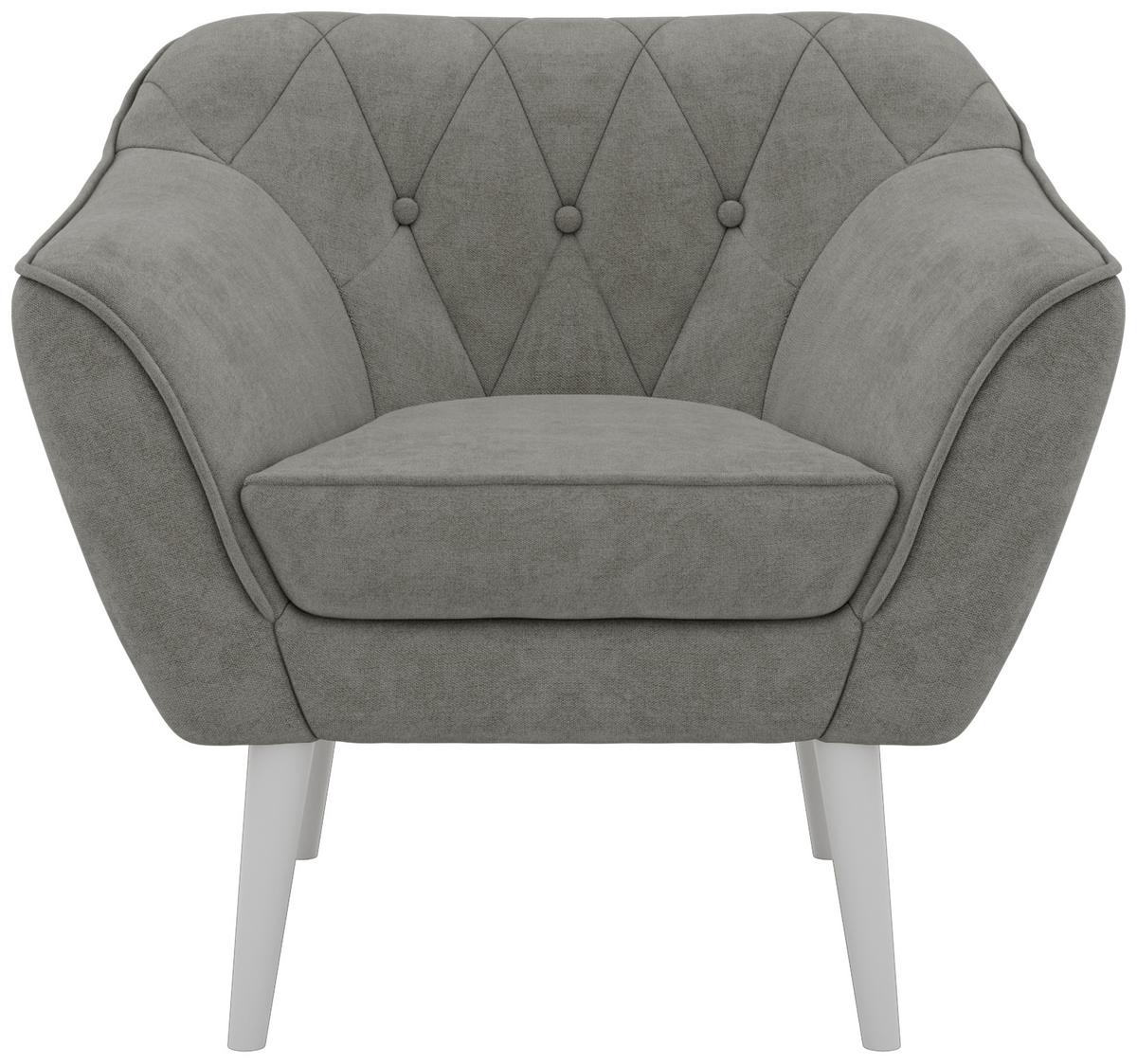 SESSEL PIRS - Grau Strukture - Weiße Beine - Platinfarben/Weiß, Holzwerkstoff/Textil (80/75/74cm) - MKS