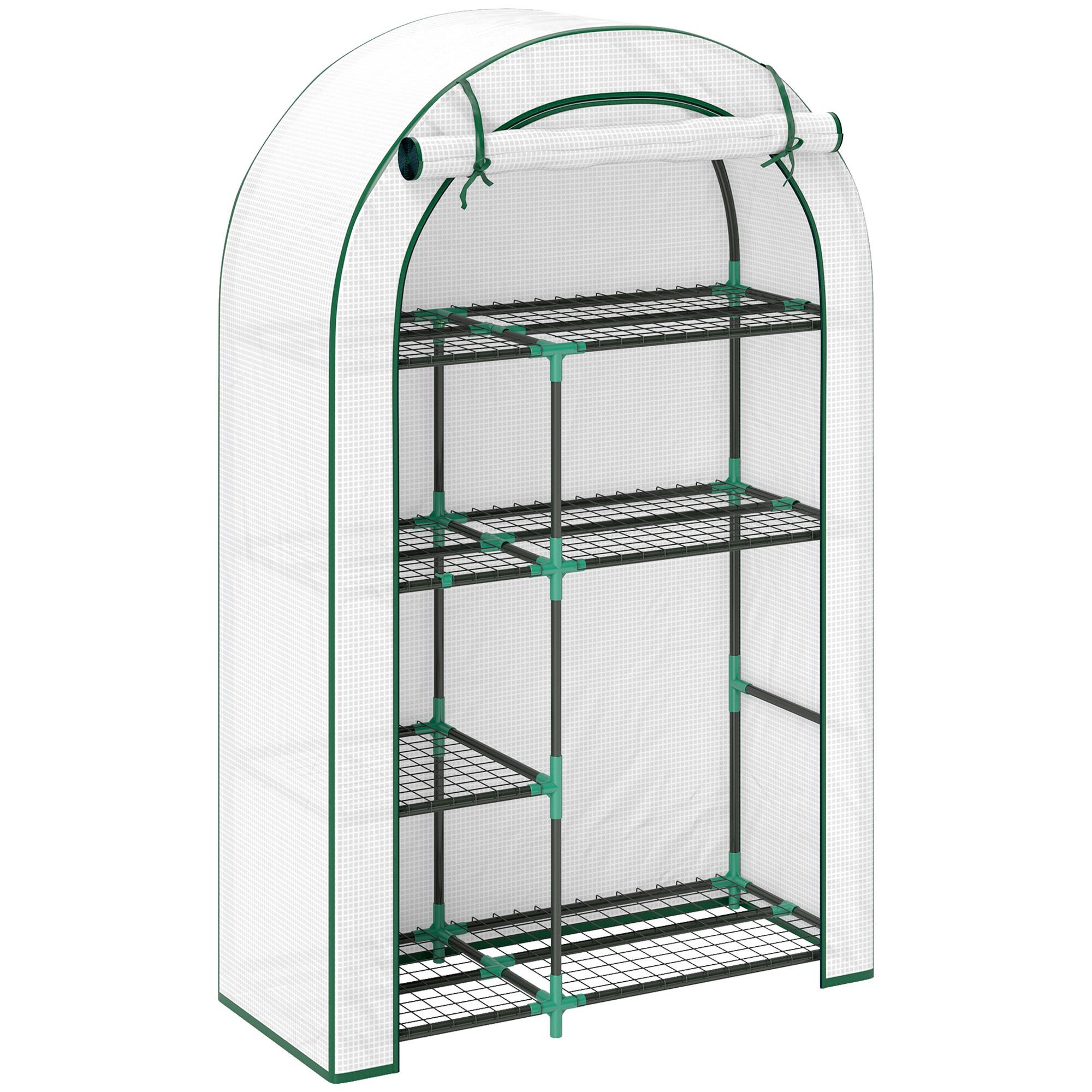 GEWÄCHSHAUS, 100L x 45B x 160H cm - Weiß, Metall (45/160/100cm) - Outsunny