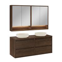 BADMÖBEL 120cm Edmé 2er-Set Holz - Braun, Holzwerkstoff (120/52.2/46cm) - Petits-meubles