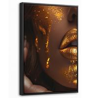 LEINWAND Bilder mit Rahmen - Frau - Gold - Luxus - Porträt - 20x30 - Goldfarben, Textil (20/30cm) - MuchoWow