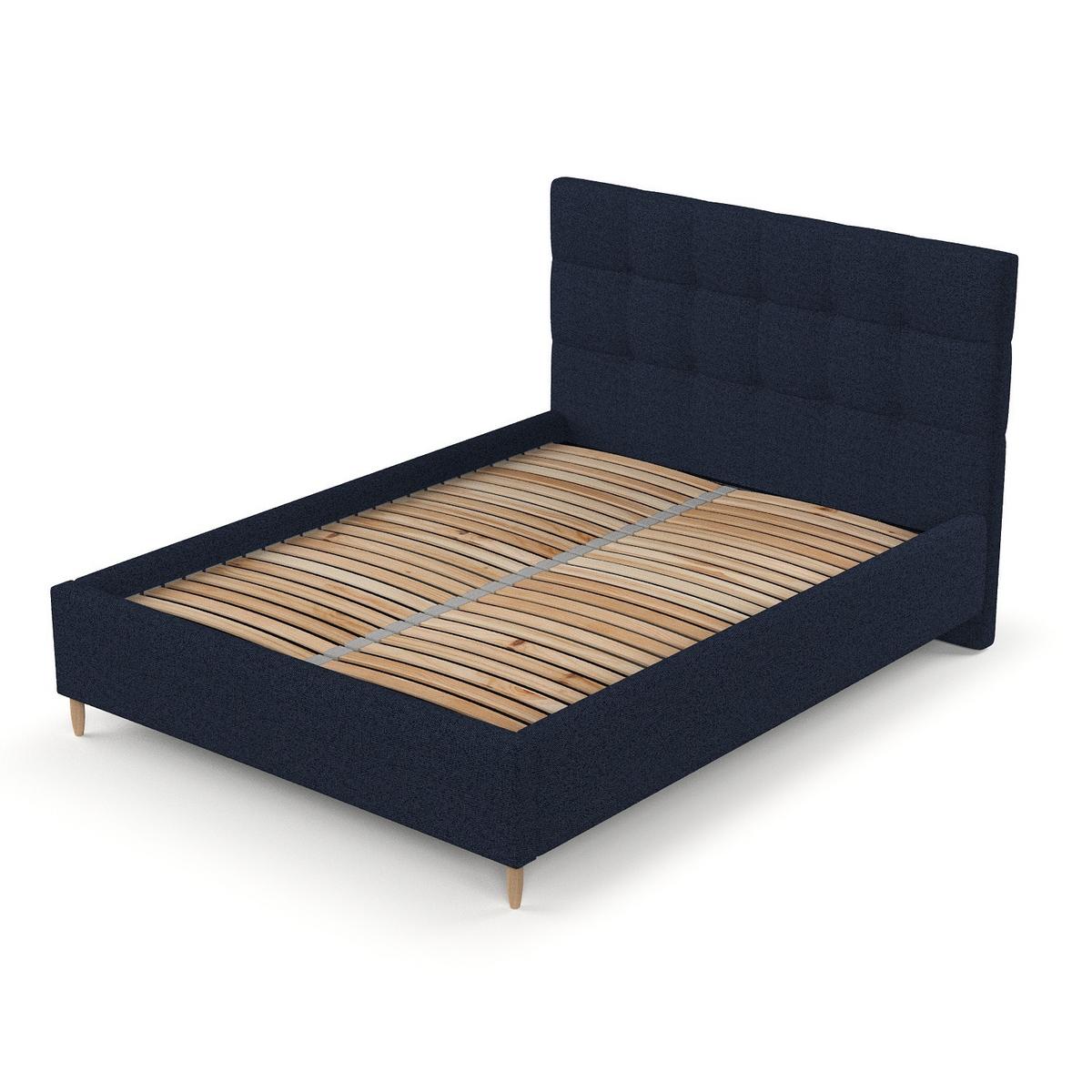 POLSTERBETT Cora 140/200 cm Marineblau im Riva Stoff - Naturfarben/Dunkelblau, Holz/Holzwerkstoff (140/200cm) - AltaBeds