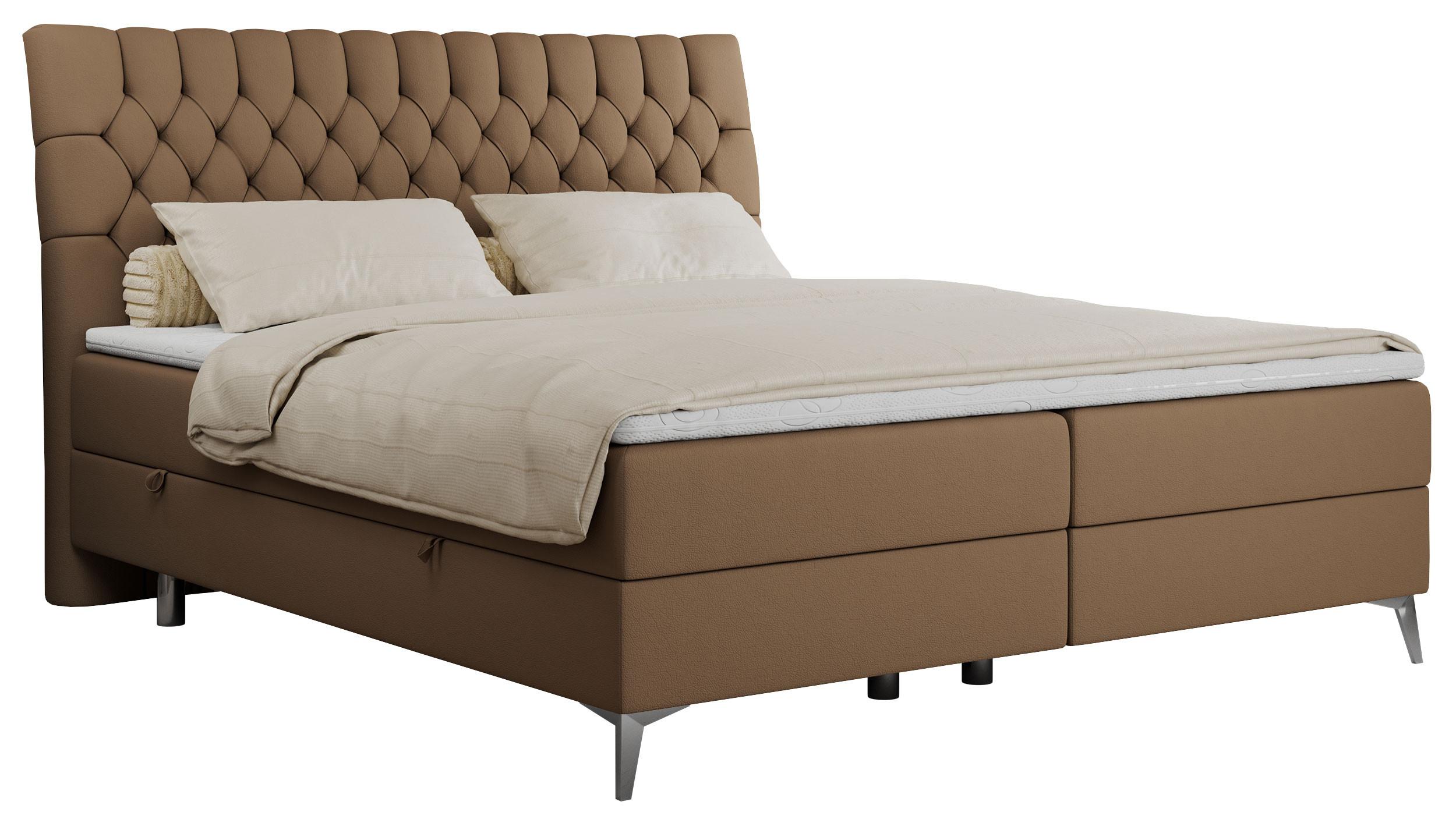 BOXBETT MILEN 120/200 Braun Kunstleder - H3 - Braun, Holz/Textil (120/200cm) - MKS