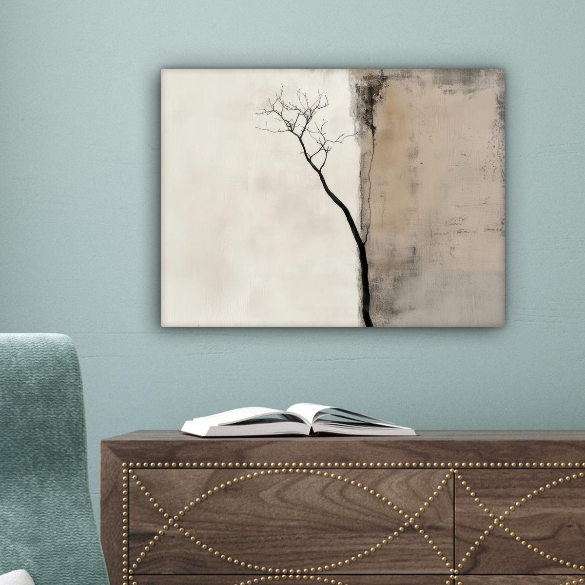 LEINWANDBILD Wabi sabi - Pflanze - Beige Wandbild 40x30 cm - Taupe, Textil (40/30cm) - MuchoWow