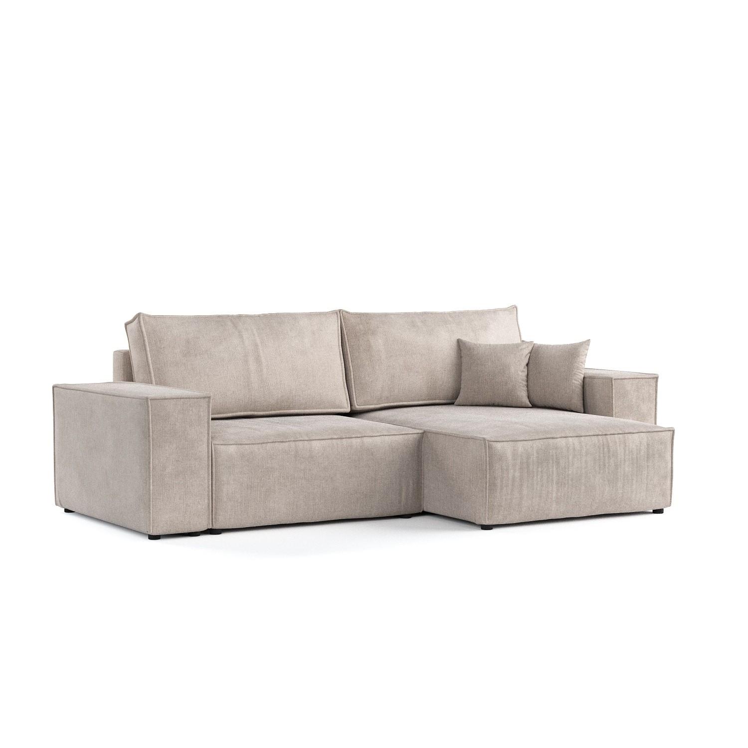 ECKSOFA CAVO mit Schlaffunktion Beige im Wind Stoff - Beige/Schwarz, Holz/Holzwerkstoff (255/148cm) - AltaBeds